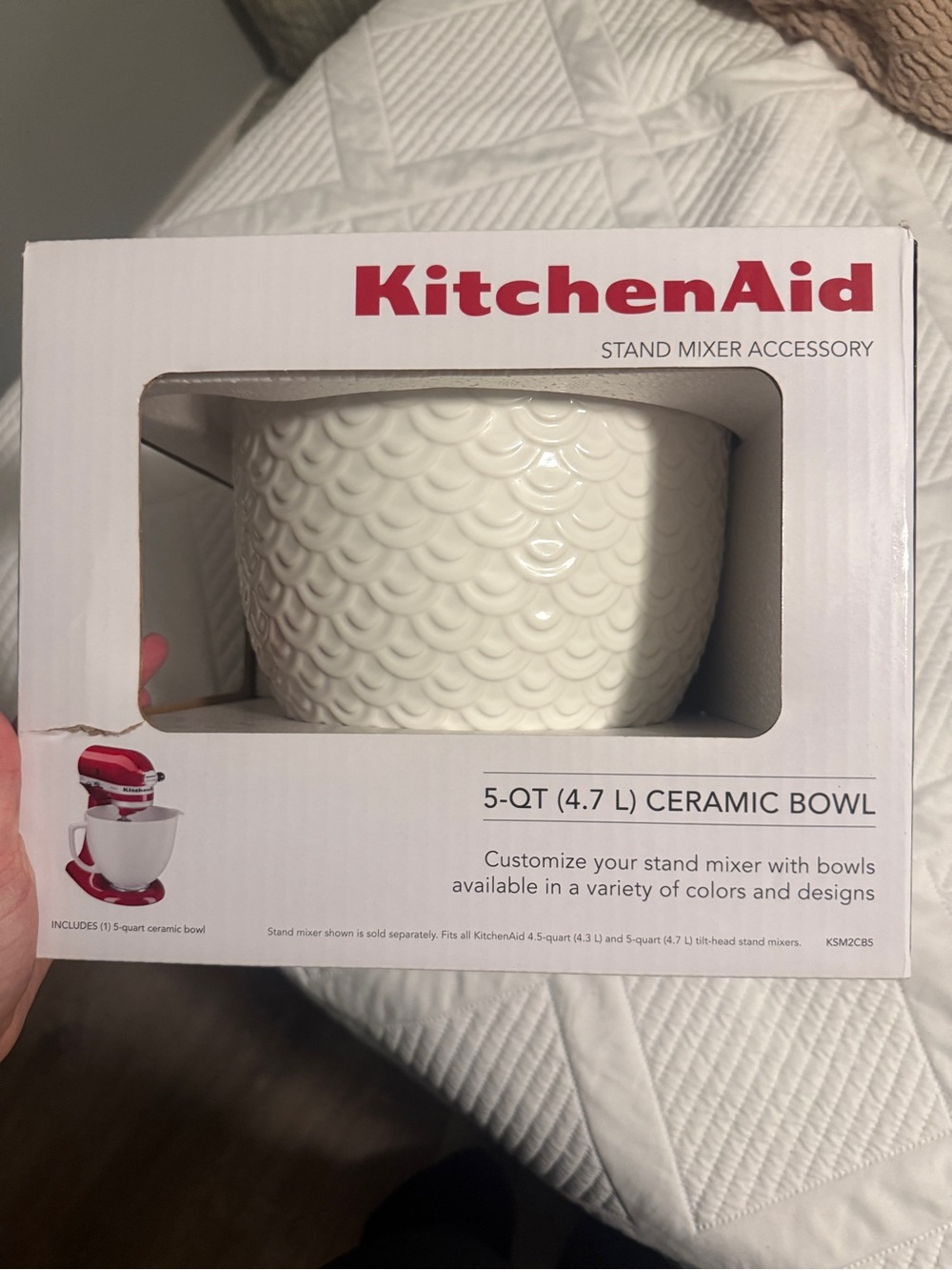 KitchenAid Cream Ceramic 5-Qt Decorative Mixer Bowl